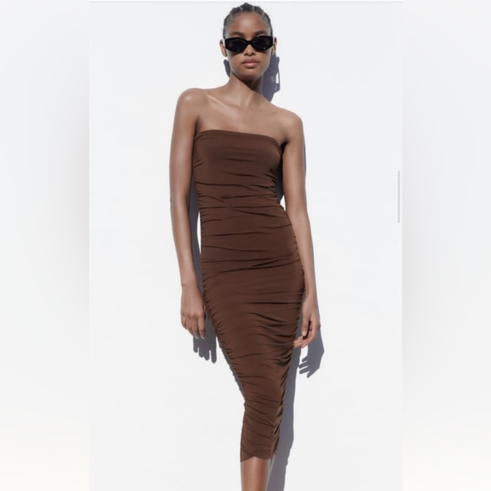 ZARA DRAPED MIDI DRESS! NWOT